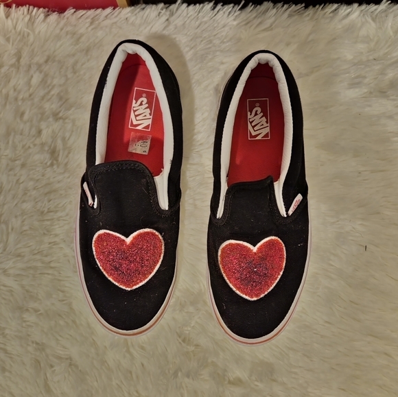Vans Shoes - Vans Black and Red Heart size 6 pre loved